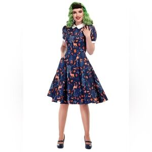 Collectif Peta Forest Friends Vintage Style Swing Dress NEW NWT